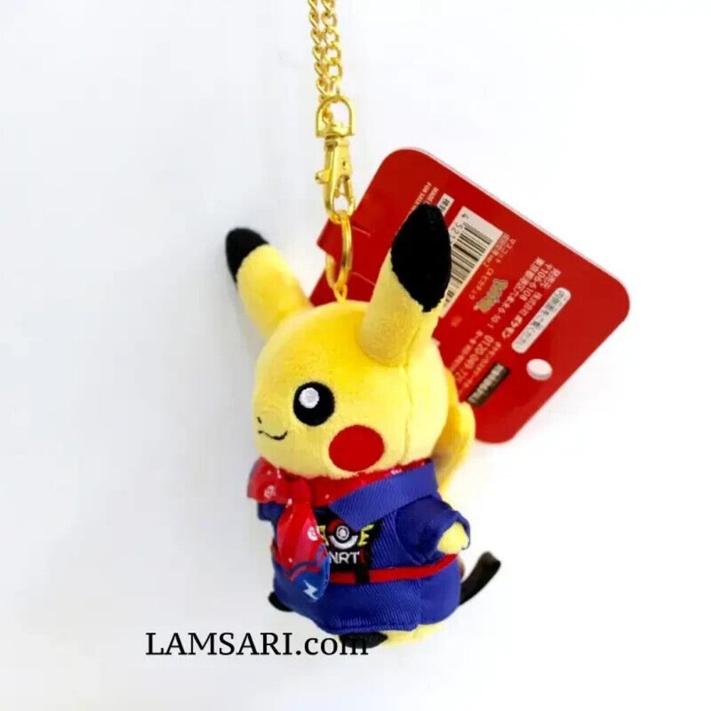 Pokemon Center Original Pikachu Flight Attendant Plush Keychain Narita Red Scarf - Picture 2 of 6